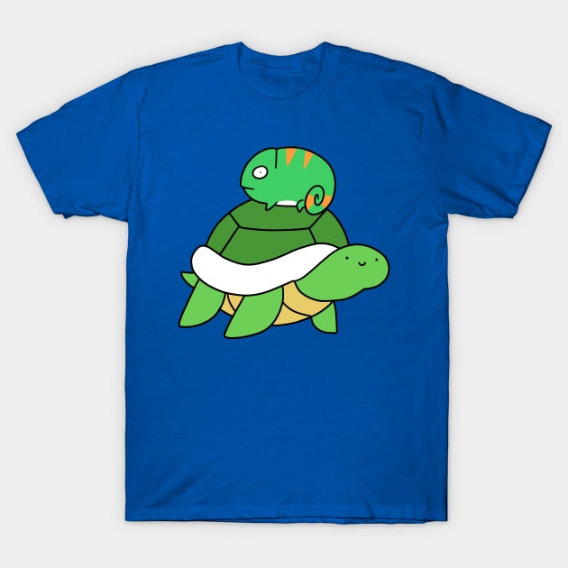 Turtle and Little Chameleon T-Shirt by saradaboru